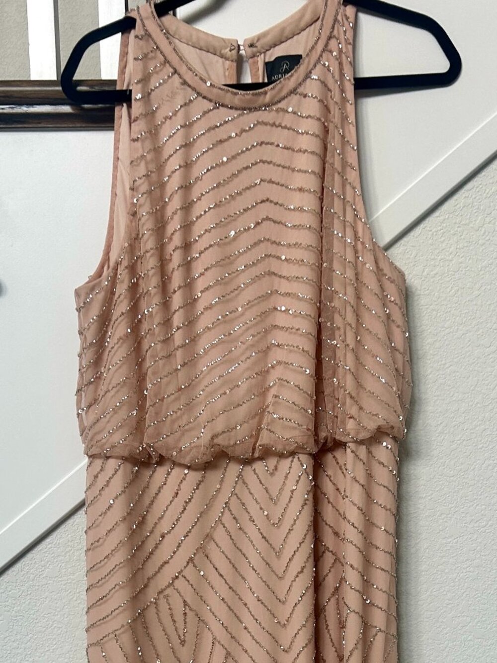 Adrianna Papell Blush Beaded Evening Gown Size 20